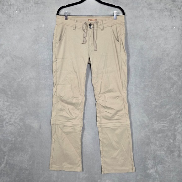 PrAna Halle Pants Womens Size 10 khaki beige convertible zip off capri - Picture 1 of 11